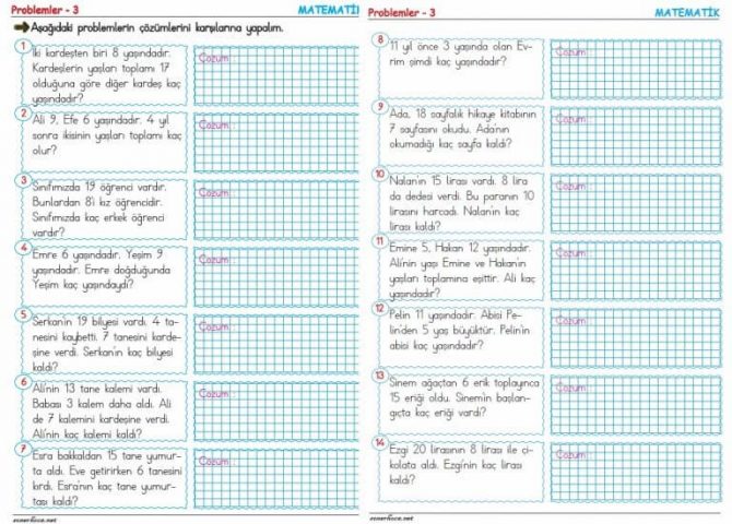 1. Sınıf Matematik Karışık Problemler - 3 | Soner Hoca