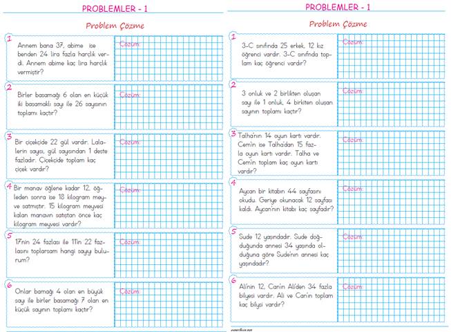 2. Sınıf Toplama Problemleri – 1