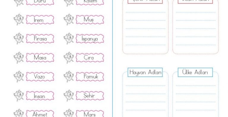 3. Sınıf Özel Adlar (isimler)