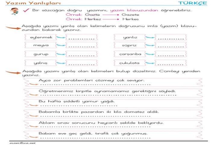 2. sınıf Yazım Yanlışı – 1