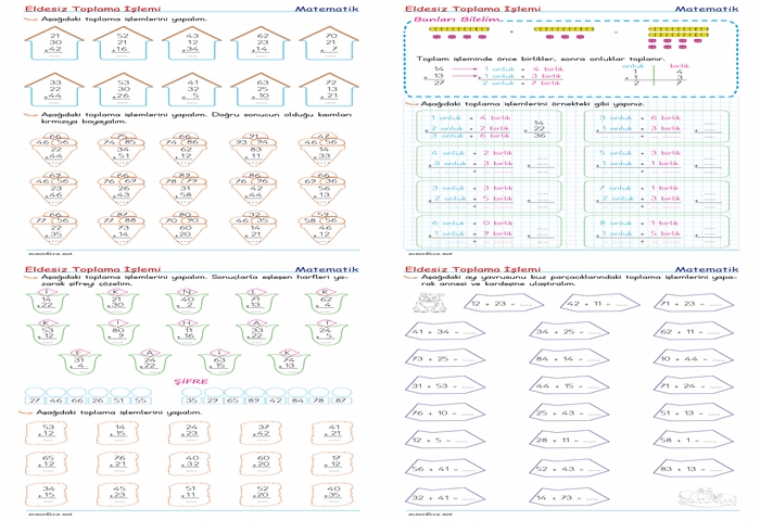 2. Sınıf Eldesiz Toplama İşlemi Etkinlikleri – 1
