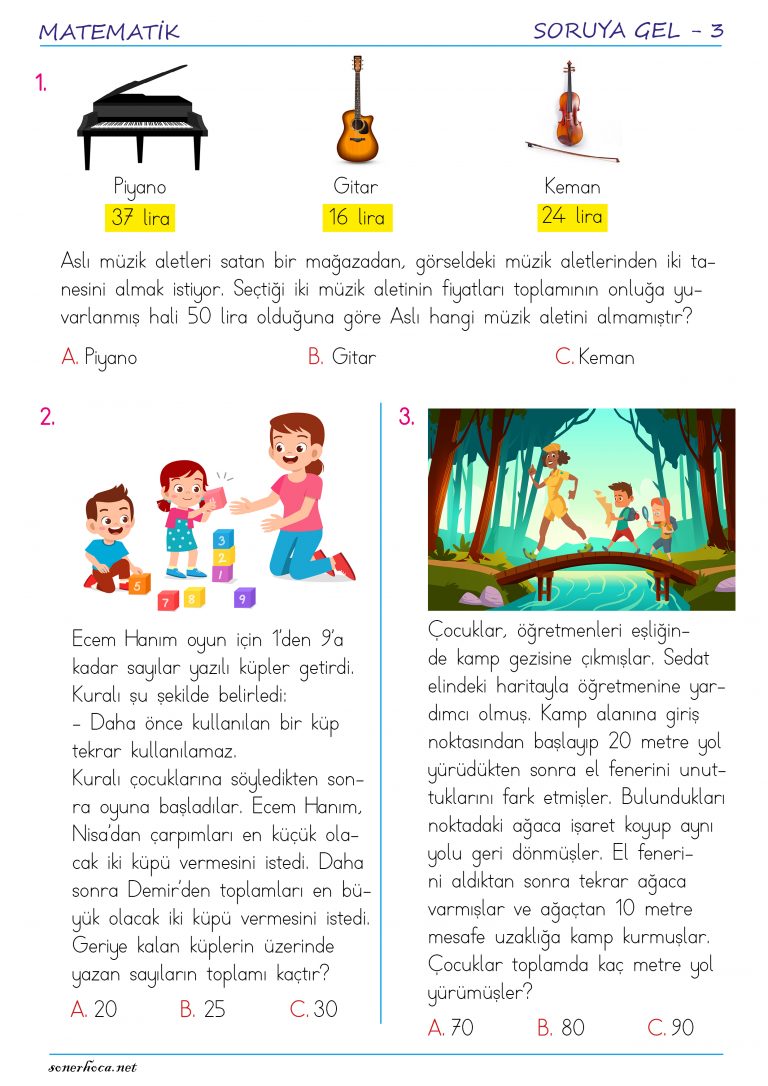 2. Sınıf Soruya Gel Zor Karışık Problemler – 3