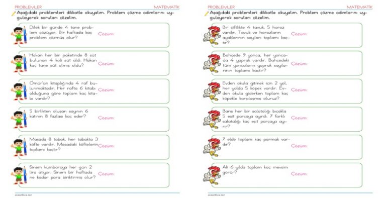 2. Sınıf Çarpma İşlemi Problemleri – 3