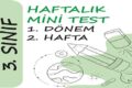 3. Sınıf Haftalık Mini Test (1. Dönem 2. Hafta)