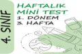 4. Sınıf Haftalık Mini Test (1. Dönem 3. Hafta)