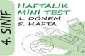 4. Sınıf Haftalık Mini Test (1. Dönem 5. Hafta)