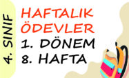 4. Sınıf Haftalık Ödev 1. Dönem 8. Hafta