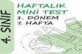 4. Sınıf Haftalık Mini Test (1. Dönem 7. Hafta)