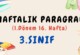 3. Sınıf Haftalık Paragraf (1. Dönem 16. Hafta) – PDF İndir