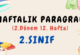 2. Sınıf Haftalık Paragraf (2. Dönem 12. Hafta) – PDF İndir